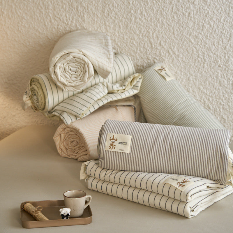 Pure Cotton Summer Quilt Washed Full Cotton Striped Soybean Air Conditioning Quilt