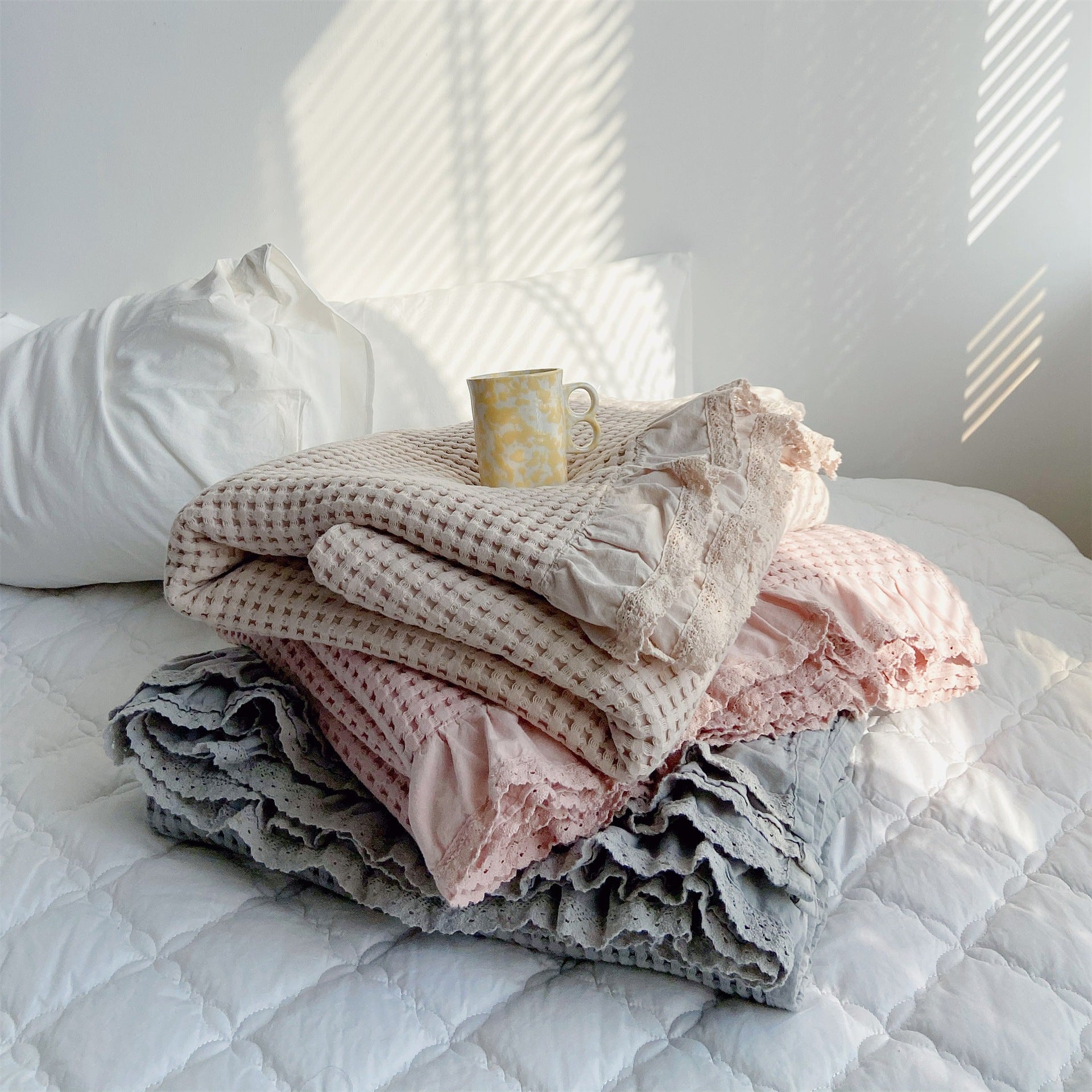 Pure Cotton Waffle Soft Towel Blanket Summer Quilt