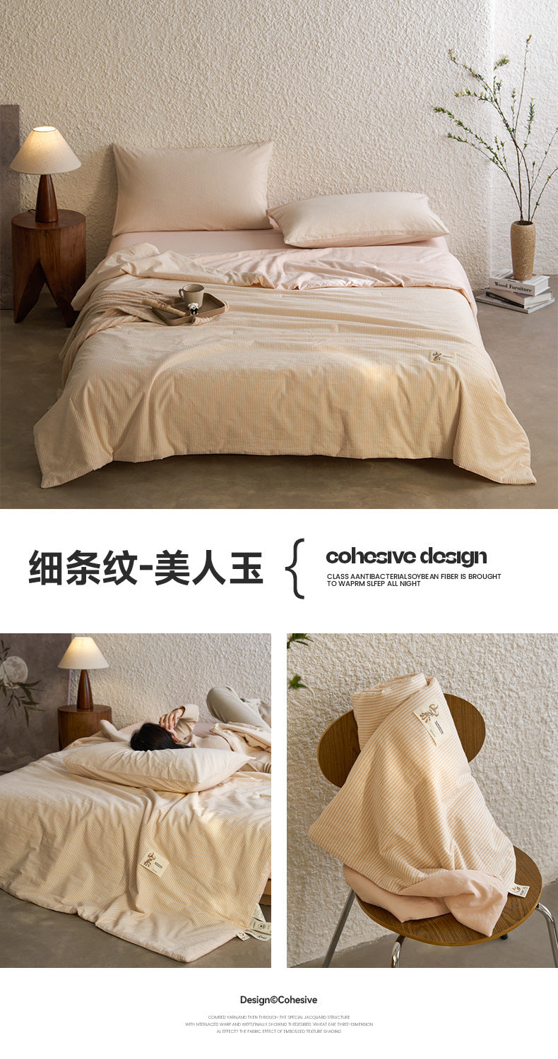 Pure Cotton Summer Quilt Washed Full Cotton Striped Soybean Air Conditioning Quilt