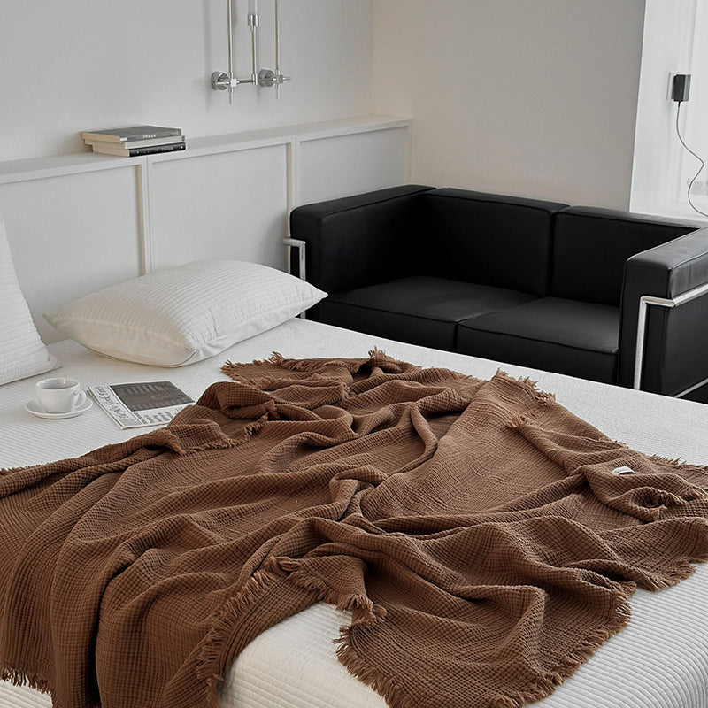 Minimalist Four-Layer Gauze Tassel Blanket Office Summer Thin Cover Blanket Air Conditioning Quilt