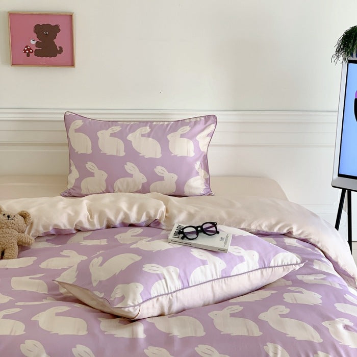 Cartoon 60 PCs Tencel Four-Piece Set Super Silky Ice Silk Cool Feeling for Children