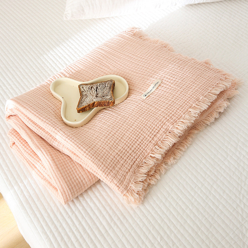 Minimalist Four-Layer Gauze Tassel Blanket Office Summer Thin Cover Blanket Air Conditioning Quilt