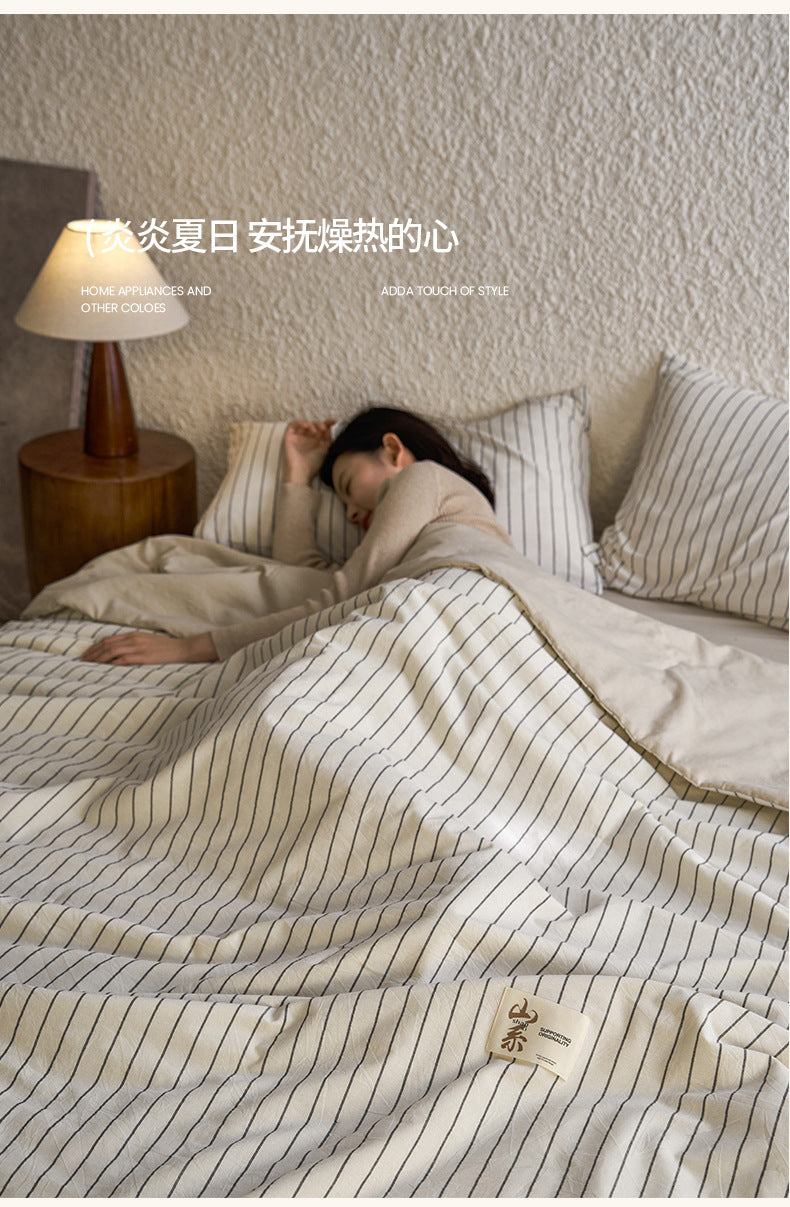 Pure Cotton Summer Quilt Washed Full Cotton Striped Soybean Air Conditioning Quilt