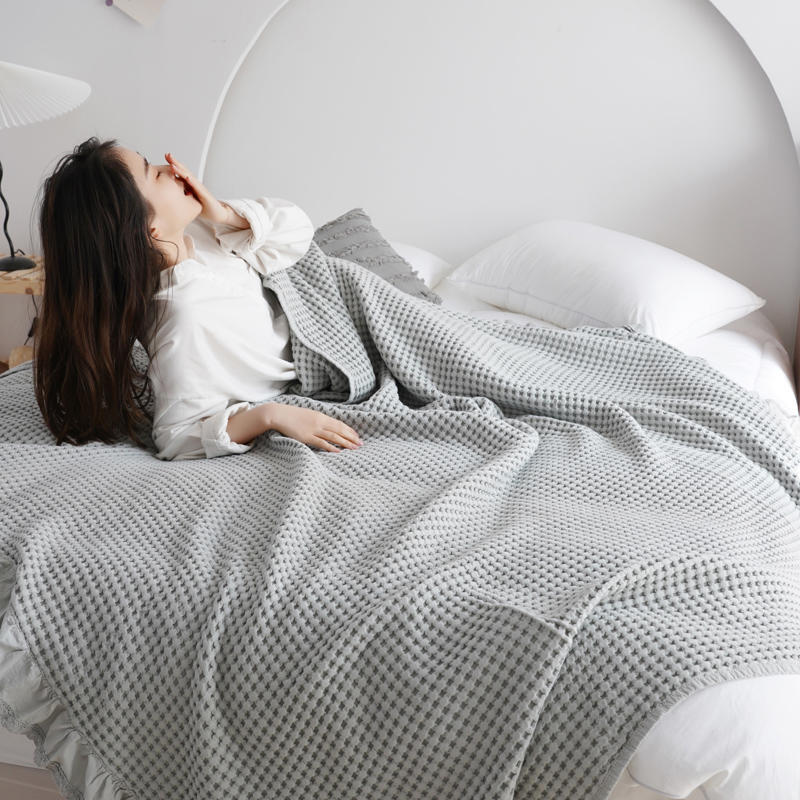 Pure Cotton Waffle Soft Towel Blanket Summer Quilt