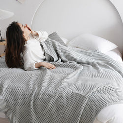 Pure Cotton Waffle Soft Towel Blanket Summer Quilt