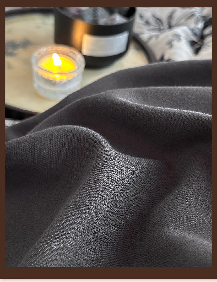 Leopard Print Double Layer Gauze Pure Cotton Black and White Botanical Jacquard Four-Piece Set