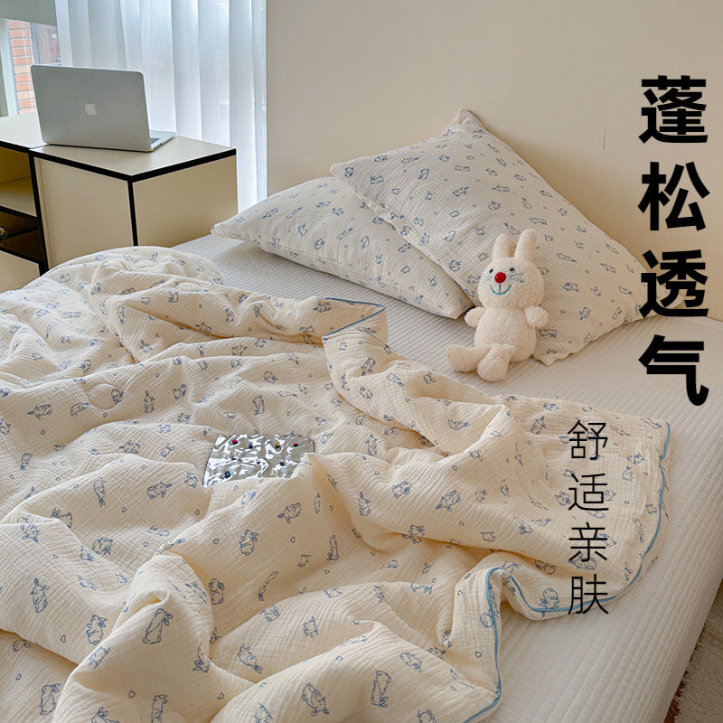 Double Layer Crinkle Cotton Summer Quilt Soft Air Conditioning Quilt for Summer