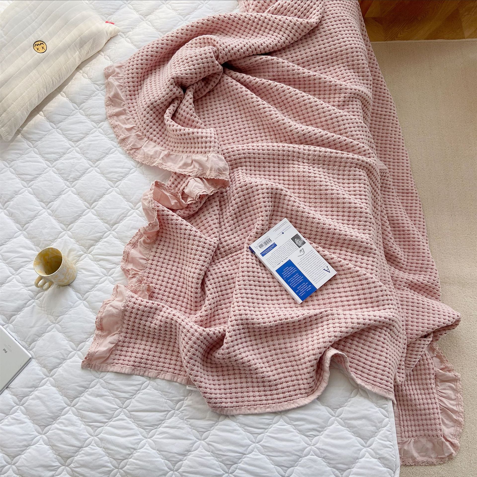 Pure Cotton Waffle Soft Towel Blanket Summer Quilt
