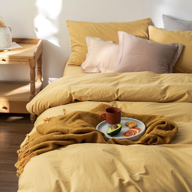 Solid Color100%100% Cotton Spring and Autumn Four-Piece Bedding Set