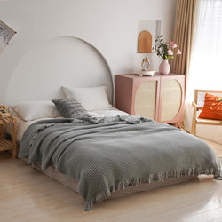 Pure Cotton Waffle Soft Towel Blanket Summer Quilt