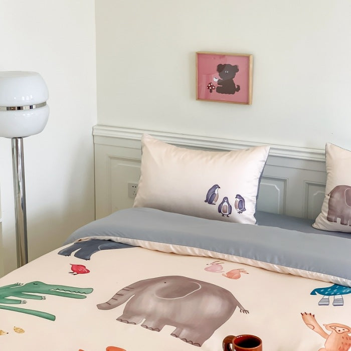 Cartoon 60 PCs Tencel Four-Piece Set Super Silky Ice Silk Cool Feeling for Children