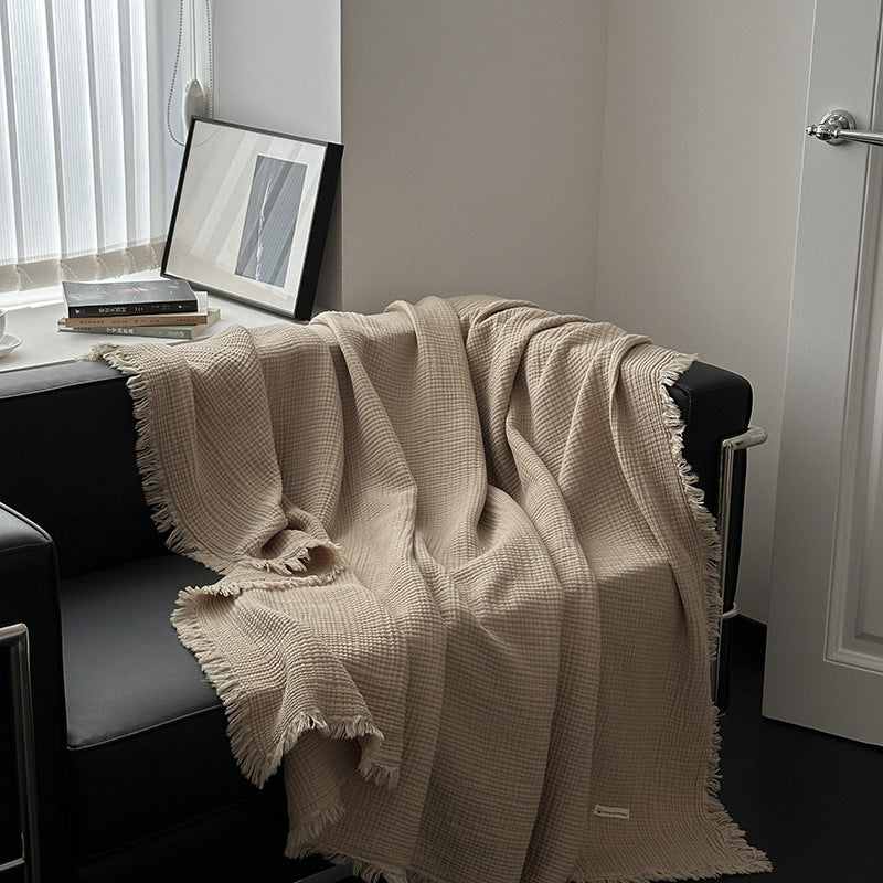 Minimalist Four-Layer Gauze Tassel Blanket Office Summer Thin Cover Blanket Air Conditioning Quilt