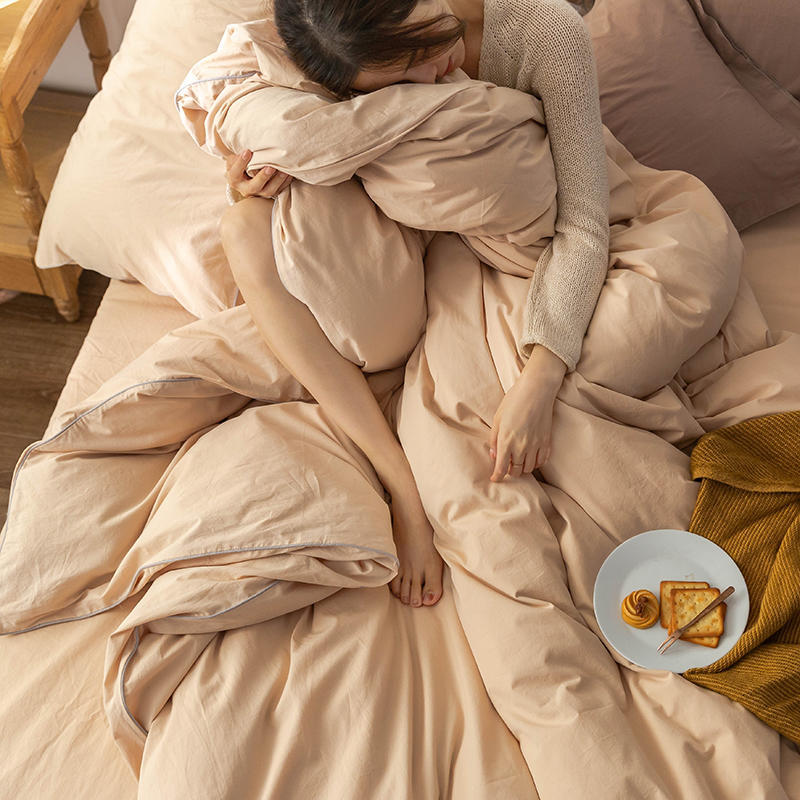 Solid Color100%100% Cotton Spring and Autumn Four-Piece Bedding Set