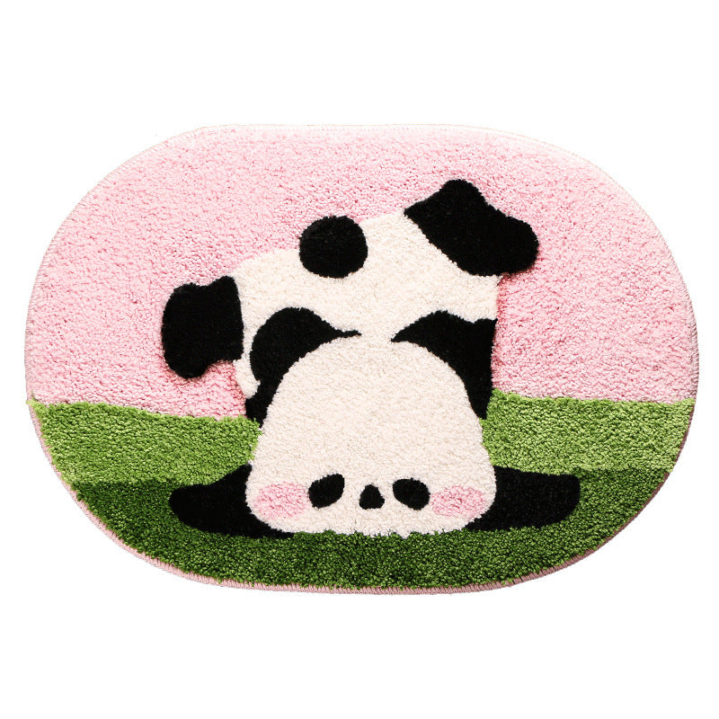 Cartoon Panda Carpet for Cooling and Insulation, Water Absorbent Bathroom Rug