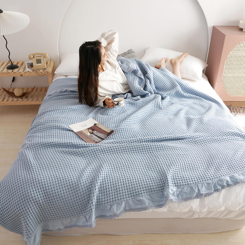 Pure Cotton Waffle Soft Towel Blanket Summer Quilt