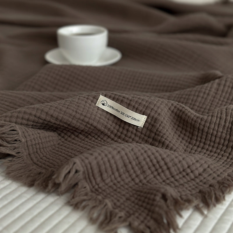 Minimalist Four-Layer Gauze Tassel Blanket Office Summer Thin Cover Blanket Air Conditioning Quilt