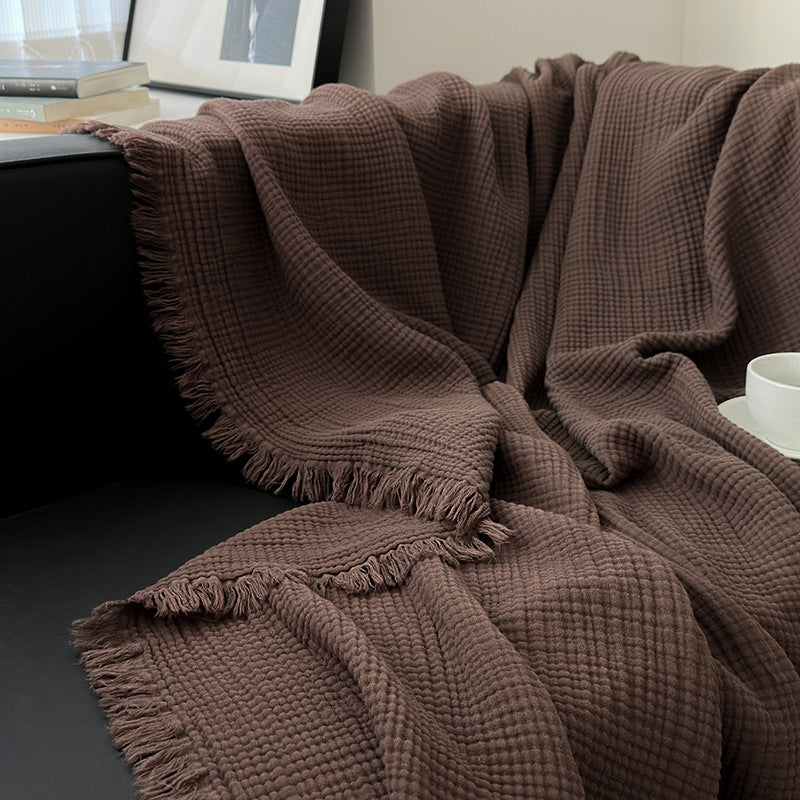 Minimalist Four-Layer Gauze Tassel Blanket Office Summer Thin Cover Blanket Air Conditioning Quilt