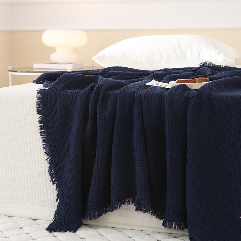 Minimalist Four-Layer Gauze Tassel Blanket Office Summer Thin Cover Blanket Air Conditioning Quilt