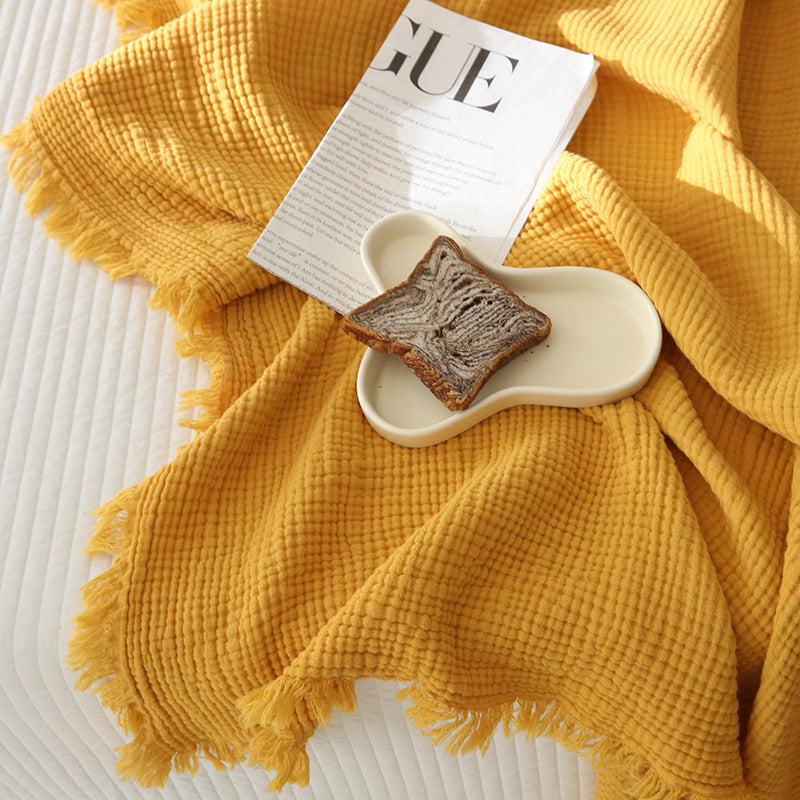 Minimalist Four-Layer Gauze Tassel Blanket Office Summer Thin Cover Blanket Air Conditioning Quilt