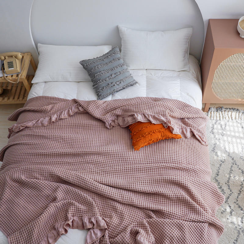 Pure Cotton Waffle Soft Towel Blanket Summer Quilt