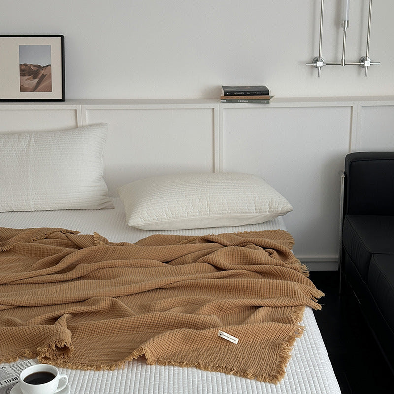 Minimalist Four-Layer Gauze Tassel Blanket Office Summer Thin Cover Blanket Air Conditioning Quilt