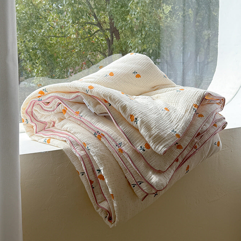 Double Layer Crinkle Cotton Summer Quilt Soft Air Conditioning Quilt for Summer