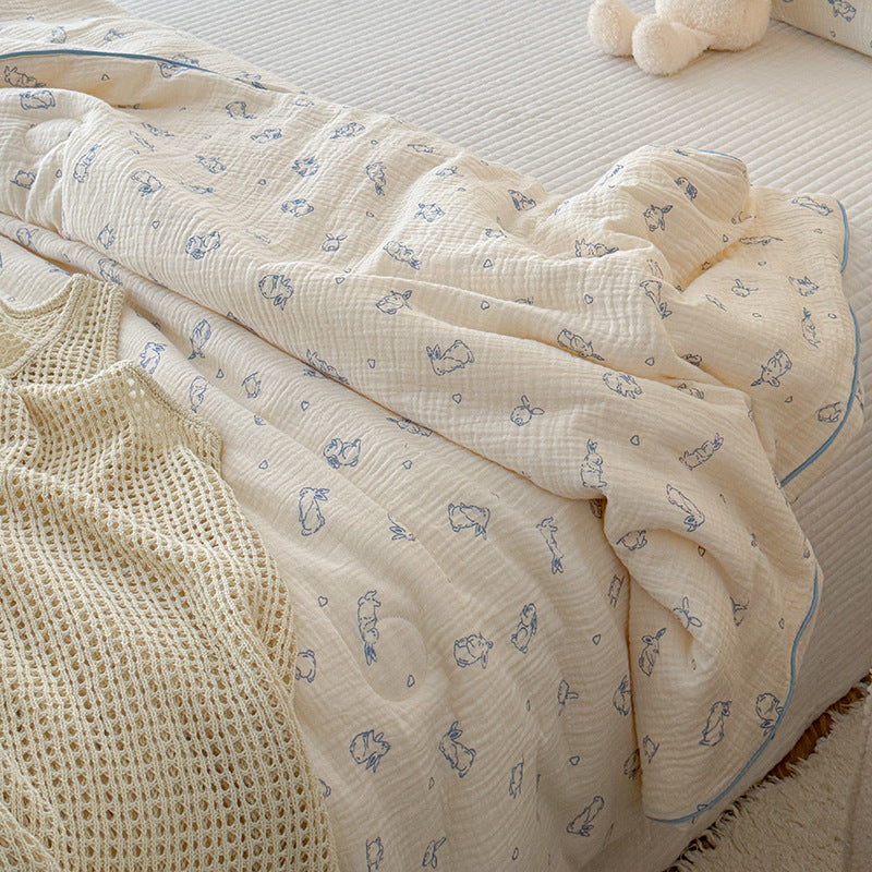 Double Layer Crinkle Cotton Summer Quilt Soft Air Conditioning Quilt for Summer