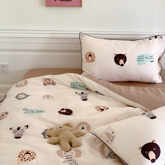 Cartoon 60 PCs Tencel Four-Piece Set Super Silky Ice Silk Cool Feeling for Children