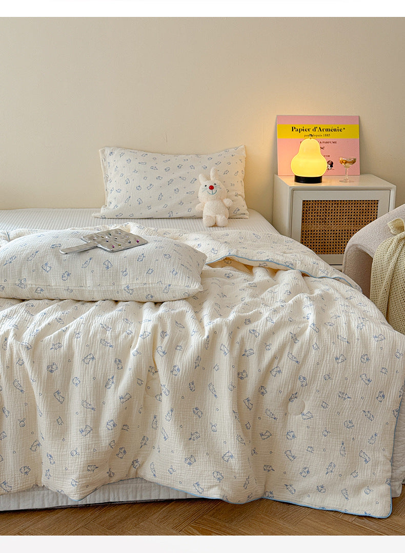 Double Layer Crinkle Cotton Summer Quilt Soft Air Conditioning Quilt for Summer