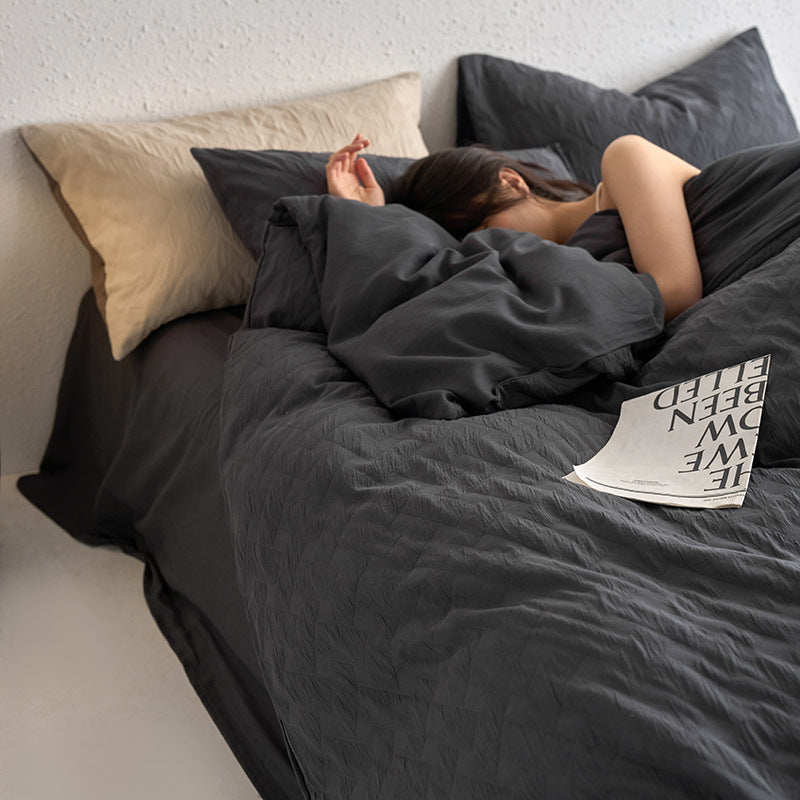 Maternity and Baby Grade Ultra Soft Double Layer Gauze Pure Cotton Solid Color Series Four-Piece Bed Set