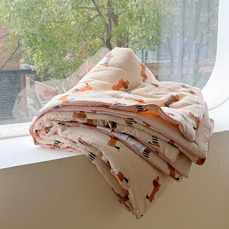 Double Layer Crinkle Cotton Summer Quilt Soft Air Conditioning Quilt for Summer