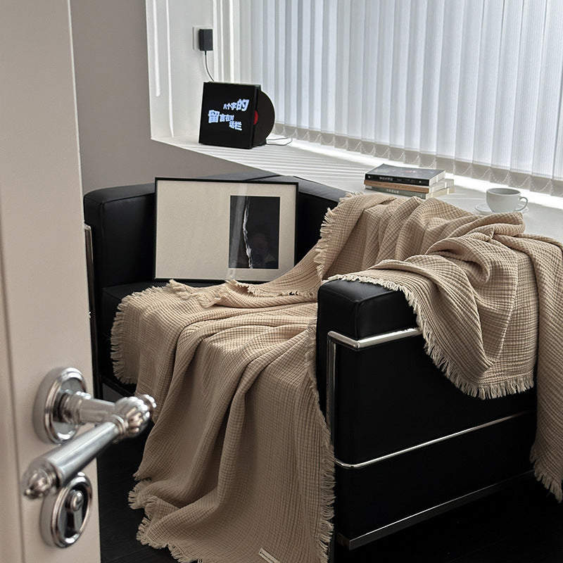 Minimalist Four-Layer Gauze Tassel Blanket Office Summer Thin Cover Blanket Air Conditioning Quilt