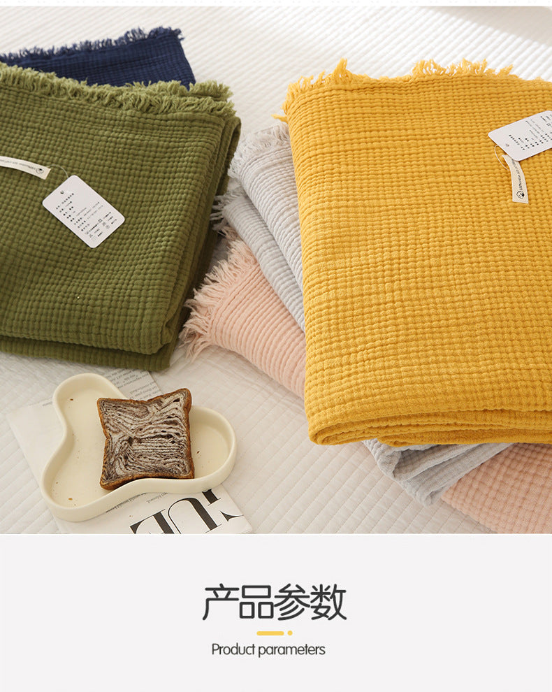 Minimalist Four-Layer Gauze Tassel Blanket Office Summer Thin Cover Blanket Air Conditioning Quilt