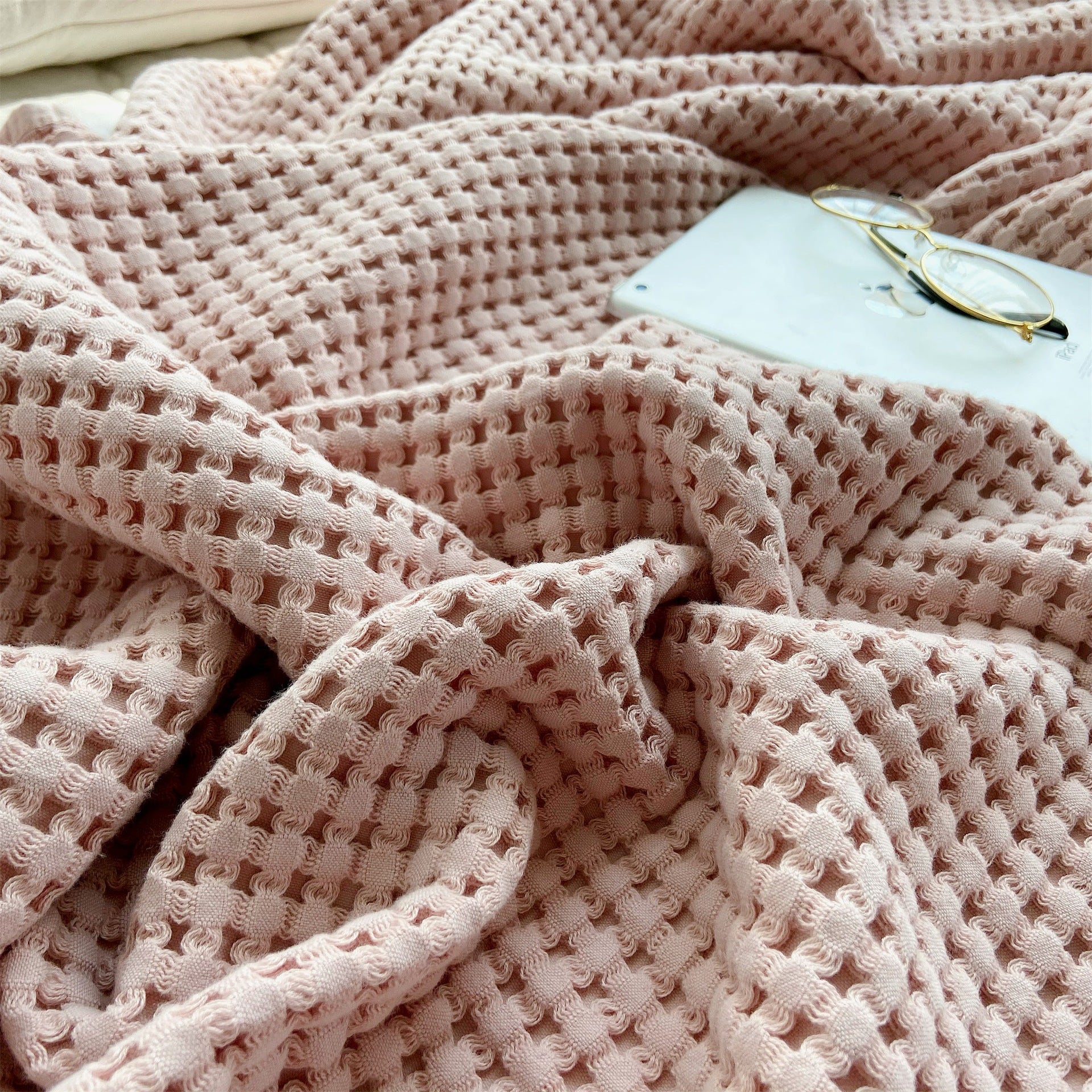 Pure Cotton Waffle Soft Towel Blanket Summer Quilt