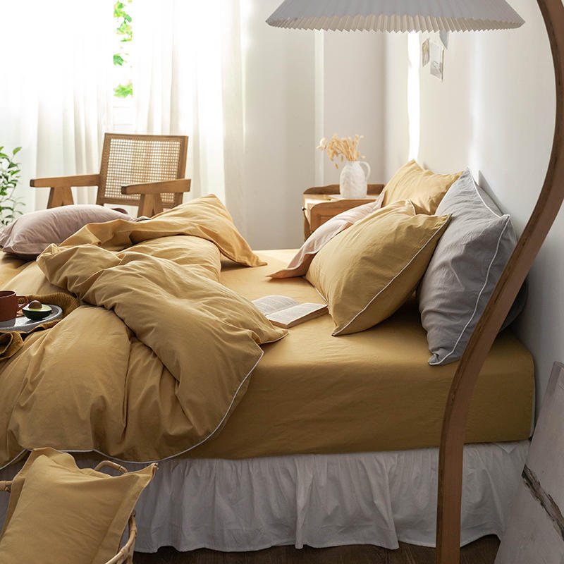 Solid Color100%100% Cotton Spring and Autumn Four-Piece Bedding Set