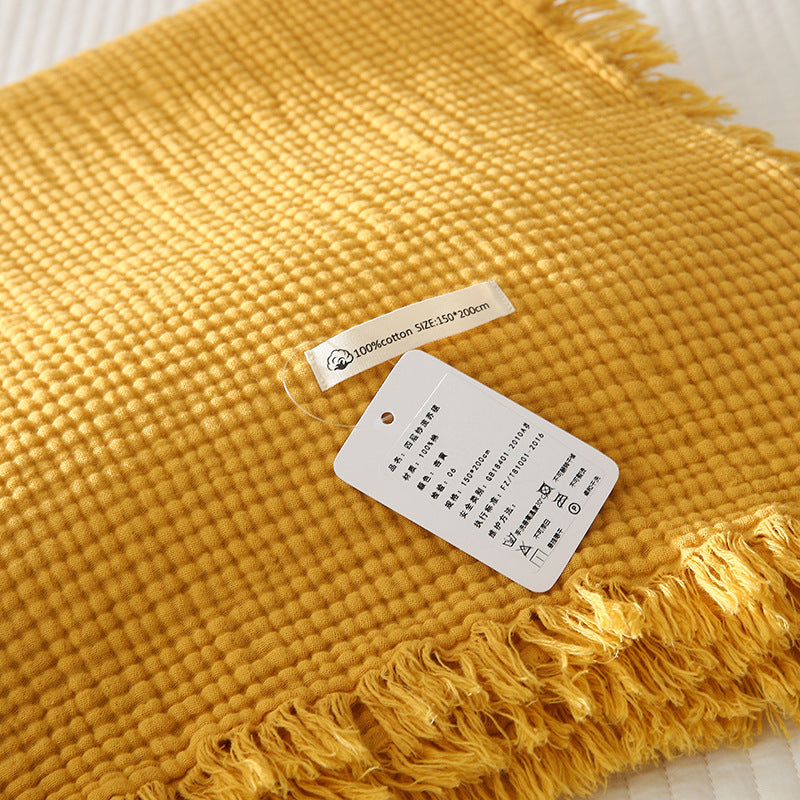 Minimalist Four-Layer Gauze Tassel Blanket Office Summer Thin Cover Blanket Air Conditioning Quilt