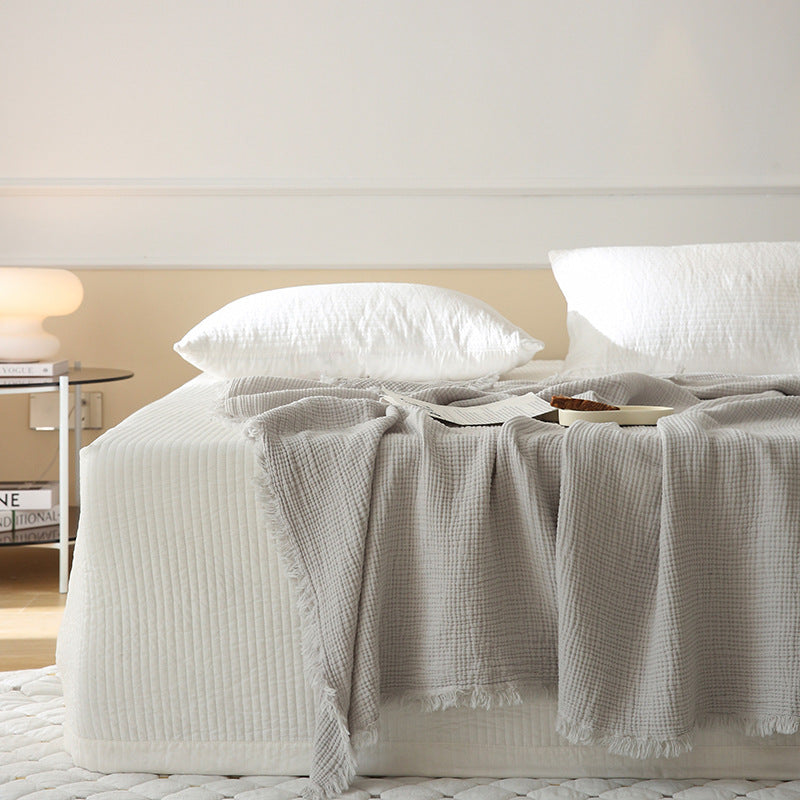 Minimalist Four-Layer Gauze Tassel Blanket Office Summer Thin Cover Blanket Air Conditioning Quilt