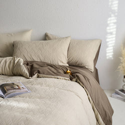 Maternity and Baby Grade Ultra Soft Double Layer Gauze Pure Cotton Solid Color Series Four-Piece Bed Set