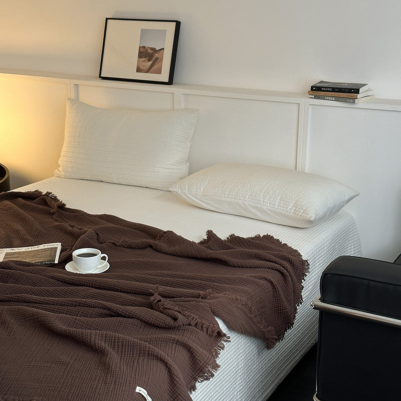 Minimalist Four-Layer Gauze Tassel Blanket Office Summer Thin Cover Blanket Air Conditioning Quilt