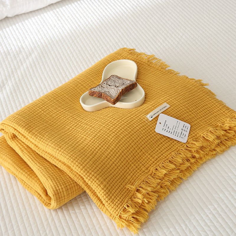 Minimalist Four-Layer Gauze Tassel Blanket Office Summer Thin Cover Blanket Air Conditioning Quilt