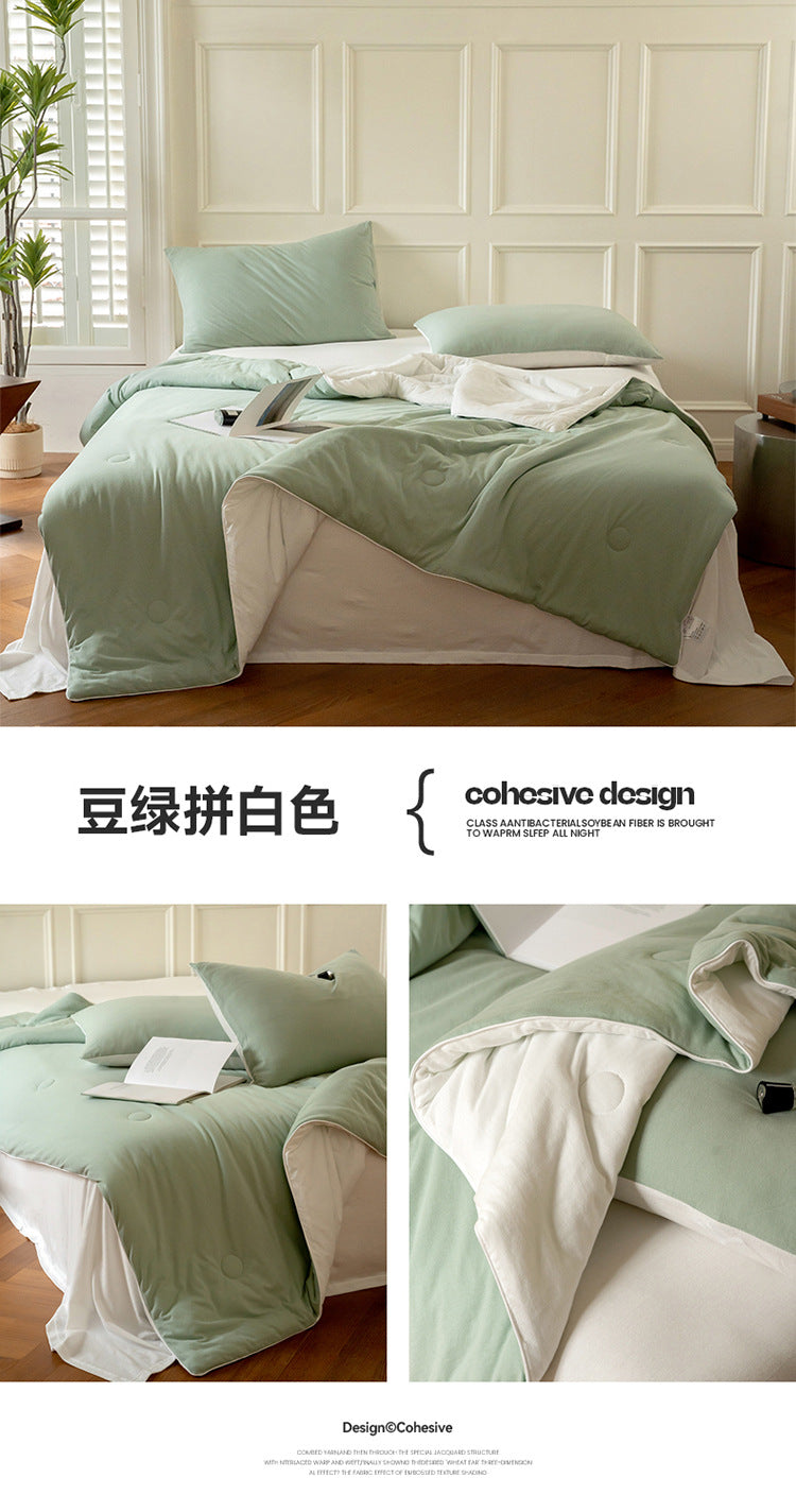 Mother and Baby Grade Knitted Cotton Solid Color Double Layer Summer Quilt Four-Piece Set Machine Washable Air Conditioning Quilt