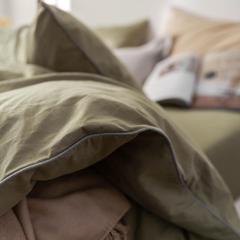 Solid Color100%100% Cotton Spring and Autumn Four-Piece Bedding Set