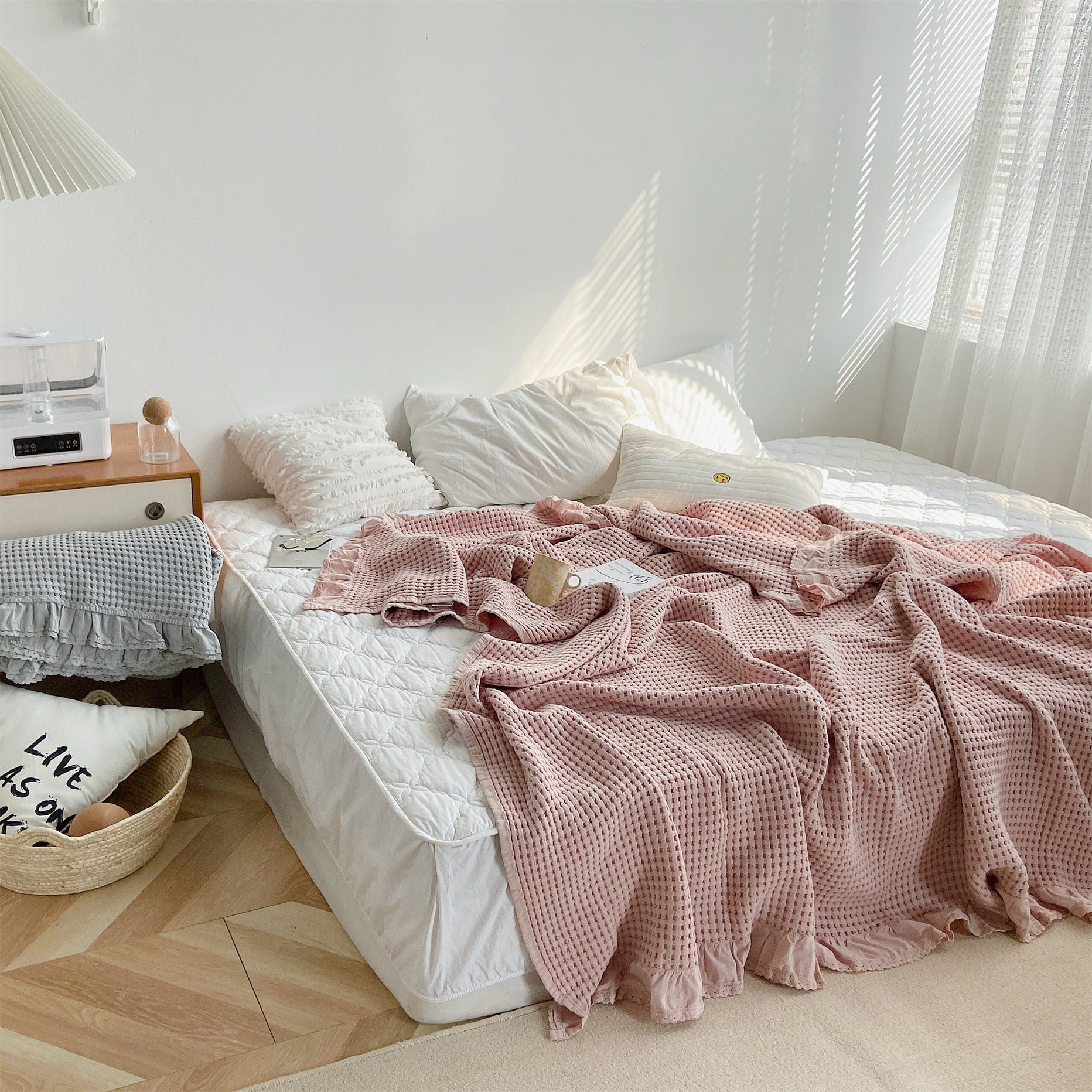 Pure Cotton Waffle Soft Towel Blanket Summer Quilt