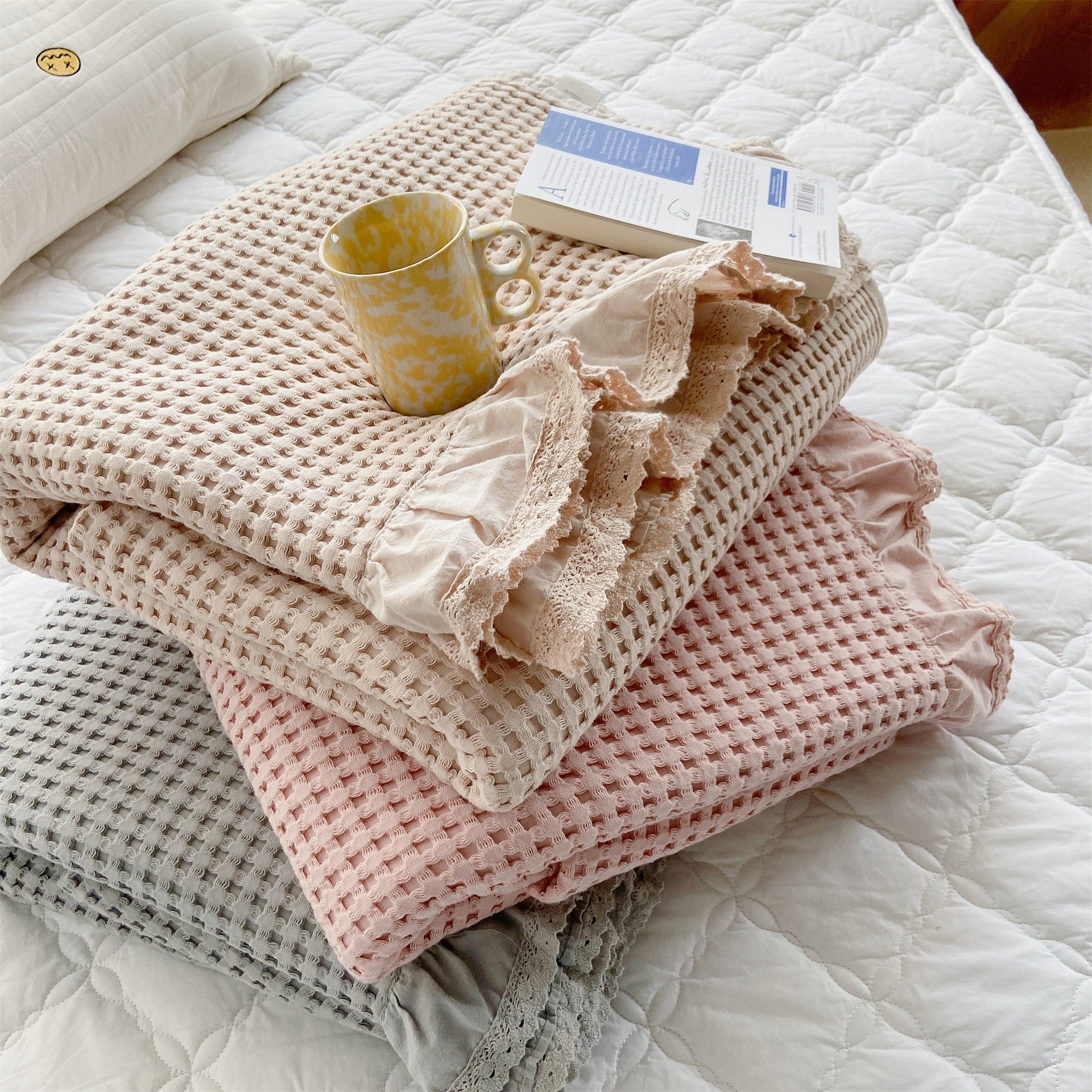 Pure Cotton Waffle Soft Towel Blanket Summer Quilt