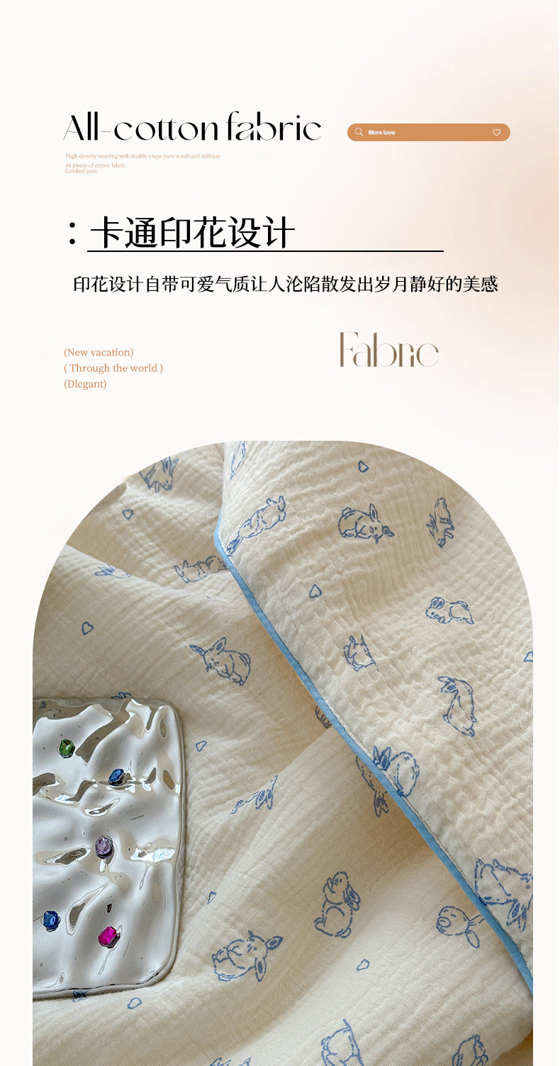 Double Layer Crinkle Cotton Summer Quilt Soft Air Conditioning Quilt for Summer