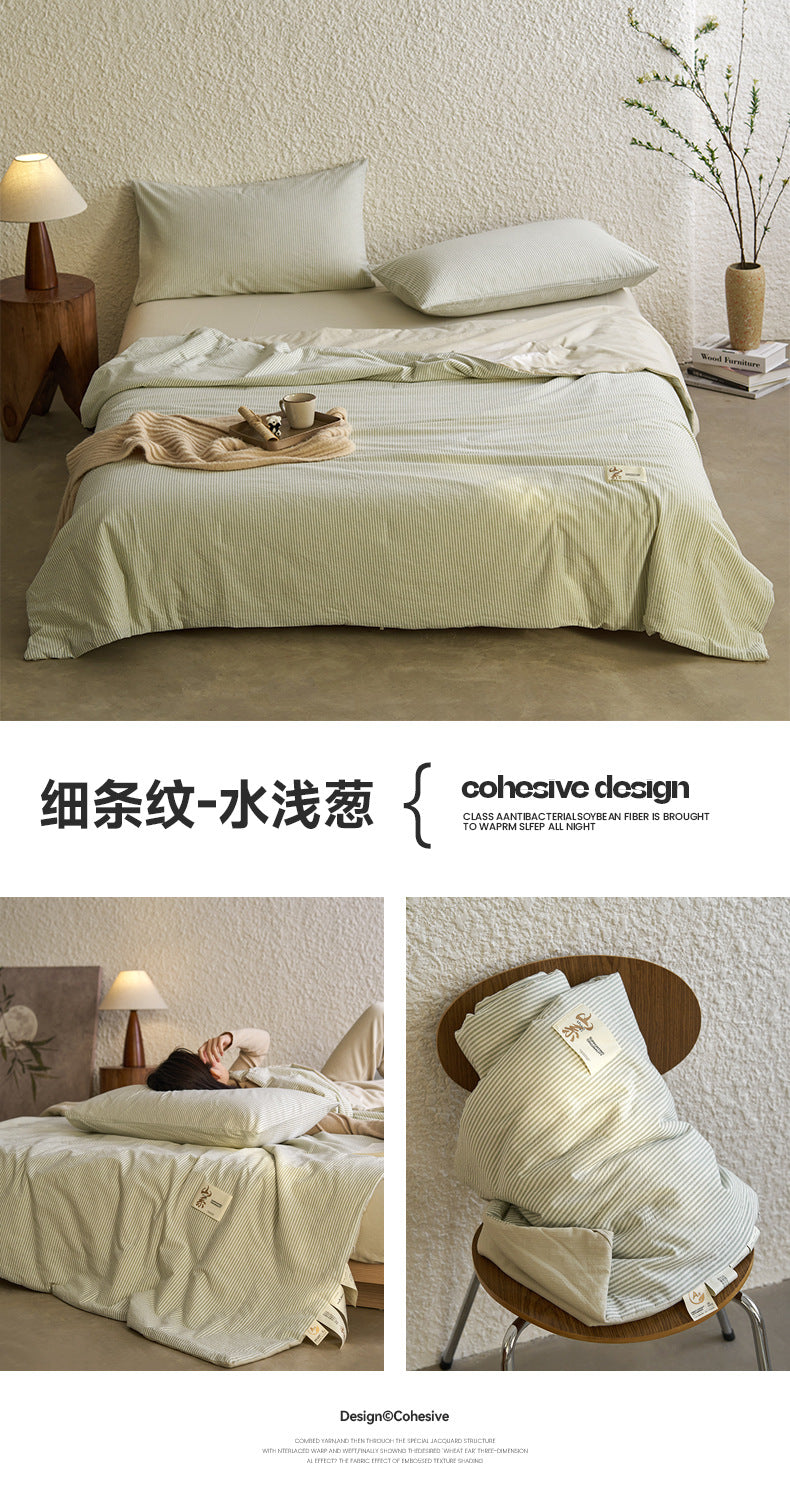 Pure Cotton Summer Quilt Washed Full Cotton Striped Soybean Air Conditioning Quilt