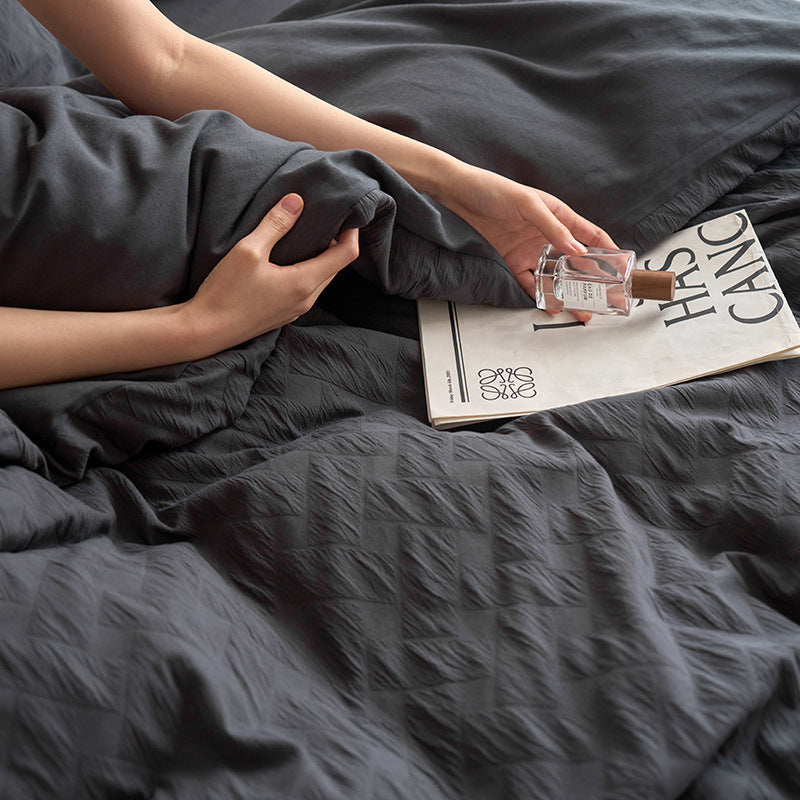 Maternity and Baby Grade Ultra Soft Double Layer Gauze Pure Cotton Solid Color Series Four-Piece Bed Set