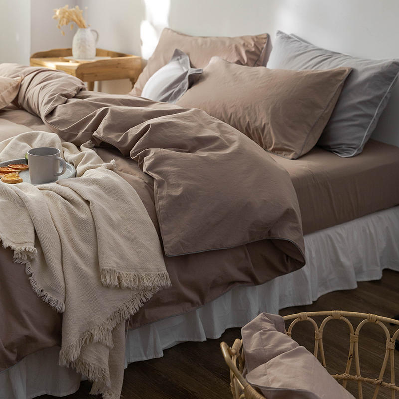 Solid Color100%100% Cotton Spring and Autumn Four-Piece Bedding Set