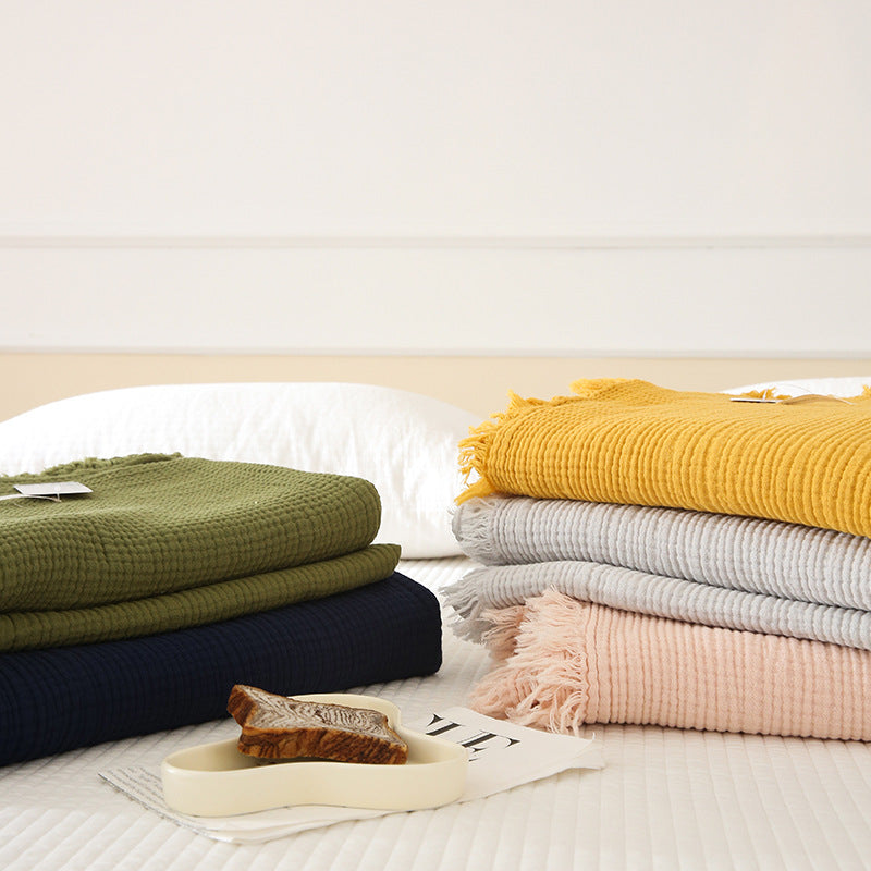 Minimalist Four-Layer Gauze Tassel Blanket Office Summer Thin Cover Blanket Air Conditioning Quilt