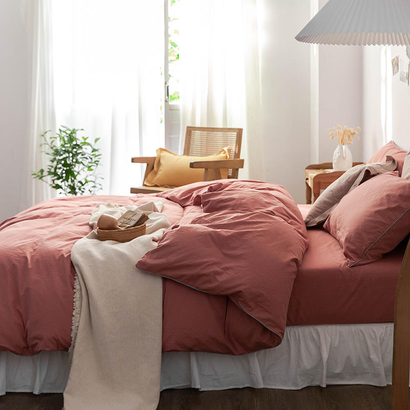 Solid Color100%100% Cotton Spring and Autumn Four-Piece Bedding Set